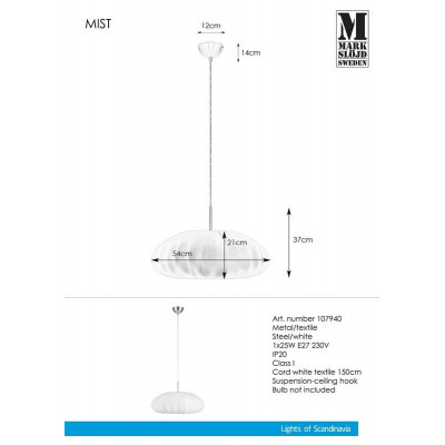 Hanging lamp LAYNEY 1L Chrome / Transparent MARKSLOJD