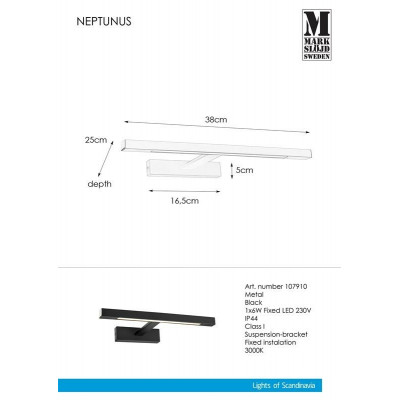Lampa NEPTUNUS Kinkiet 6W LED czarna IP44 107910 MARKSLOJD