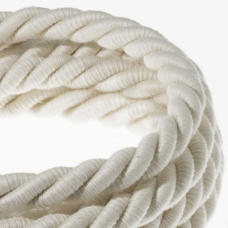 White twisted cable in double cotton braid 3-core 3x1x0.75 Creative Cables
