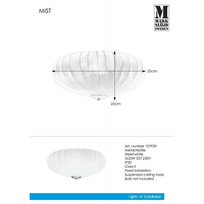 JACKIE Lamp Plafond 3L 60cm White 107863 Markslojd