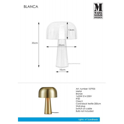 Table lamp CAEN 2L Gray / Brass 107922 MARKSLOJD