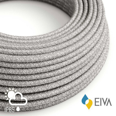 Zewnętrzny okrągły szary przewód w lnianym oplocie Natural Linen SN02 Grey - IP65 odpowiedni do systemu EIVA Creative-Cables