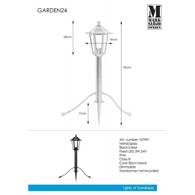 Latarnia GARDEN 24, 3W Czarna IP44 107991 Markslojd