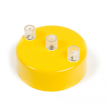 Metal ceiling cup lacquered in yellow - three cables