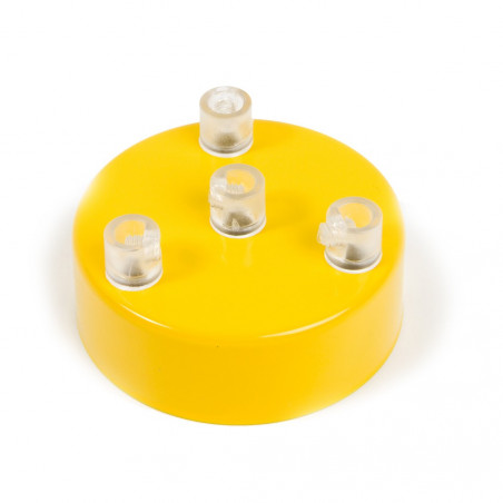 Metal ceiling cup lacquered in yellow - four cables