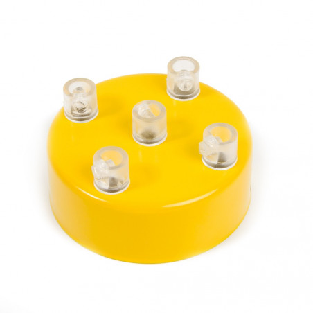 Metal ceiling cup lacquered in yellow - five cables