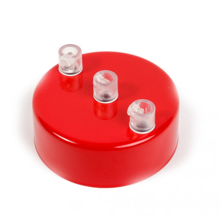 Metal ceiling cup lacquered in red - three  cables