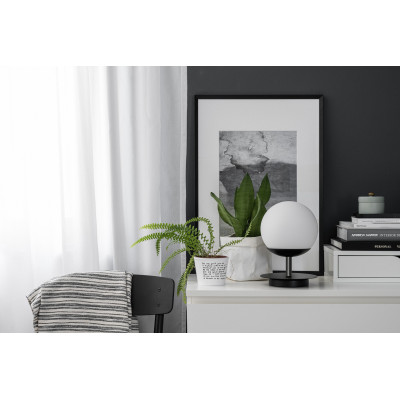 Black table lamp PLAAT ST black standing lamp with disk and glass shade UMMO