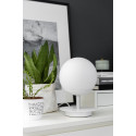 White table lamp PLAAT ST white standing lamp with disk and glass shade UMMO