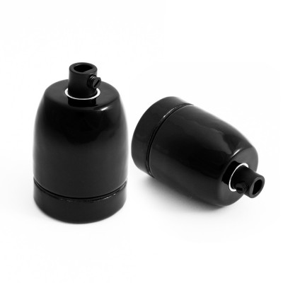 Ceramic lamp holder black E27