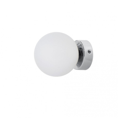 KASPA Astra White Globe Wall and Ceiling Light with Chrome Details