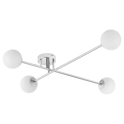 Ceiling lamp ASTRA 4 lampshades white balls chrome frame KASPA
