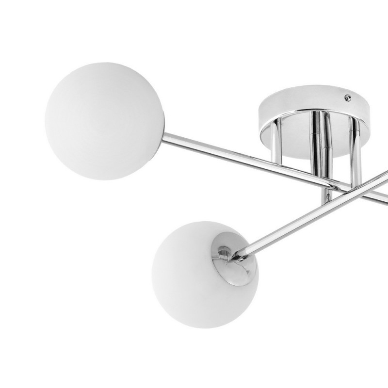 Ceiling lamp ASTRA 4 lampshades white balls chrome frame KASPA