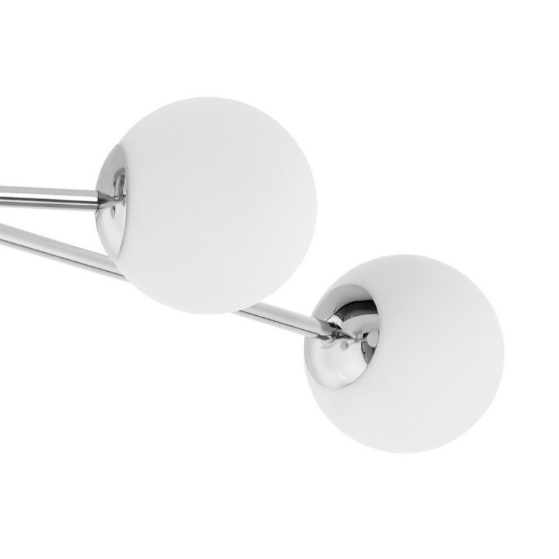 Ceiling lamp ASTRA 6 lampshades white balls chrome frame KASPA