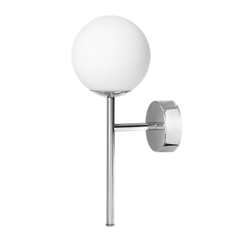 Wall lamp, sconce ASTRA DECO KINKIET white sphere lampshade details chrome KASPA
