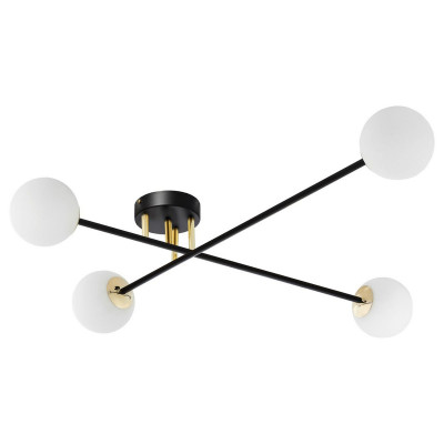 Ceiling lamp ASTRA 4 lampshades white balls black frame KASPA