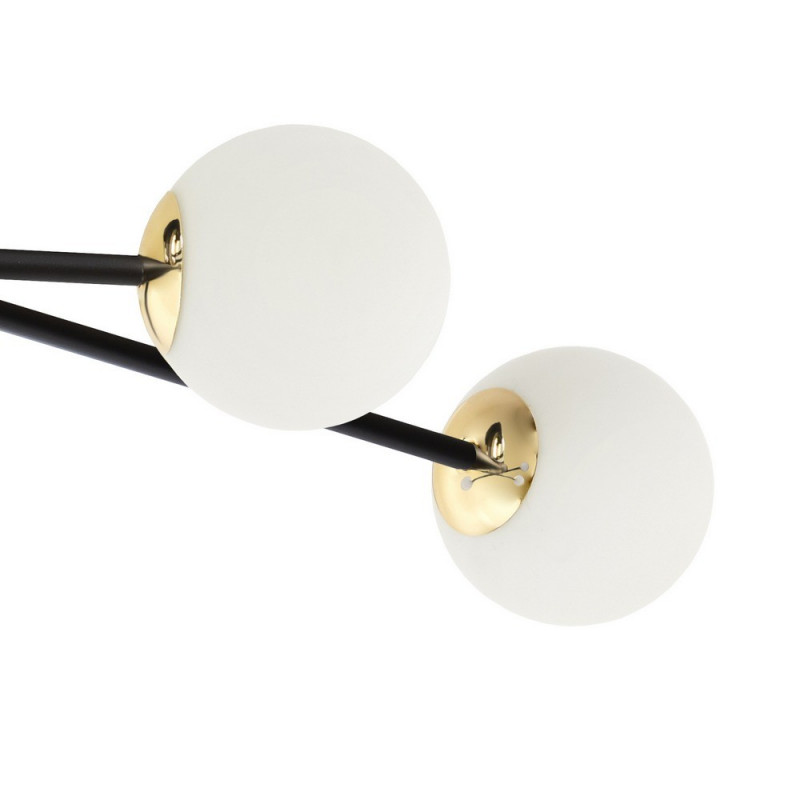 Ceiling lamp ASTRA 6 lampshades white balls black frame KASPA