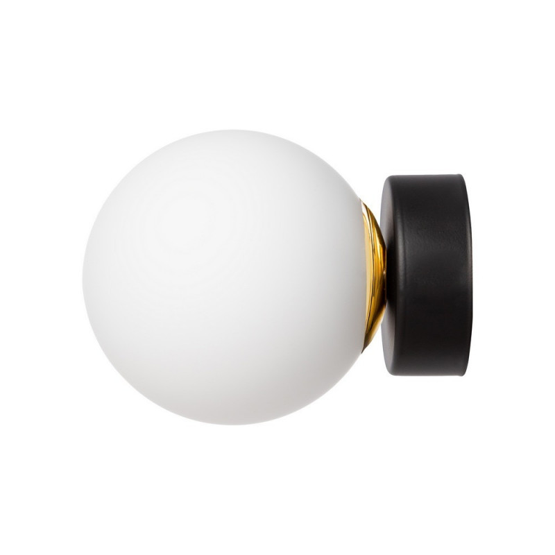 Wall lamp, plafond ASTRA KINKIET lampshade white sphere black details KASPA