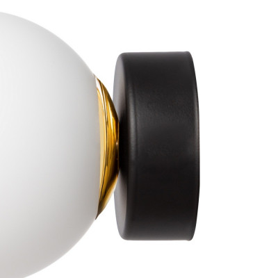 Lampa ścienna, plafon ASTRA KINKIET klosz kula biały detale czarne KASPA