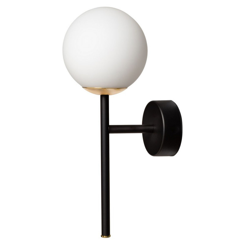 Wall lamp, sconce ASTRA DECO KINKIET white sphere lampshade details black KASPA