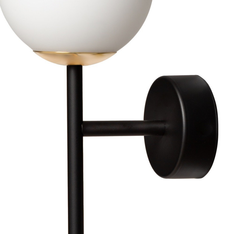 Wall lamp, sconce ASTRA DECO KINKIET white sphere lampshade details black KASPA