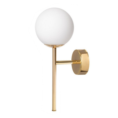 Wall lamp, sconce ASTRA DECO KINKIET white sphere lampshade details gold KASPA