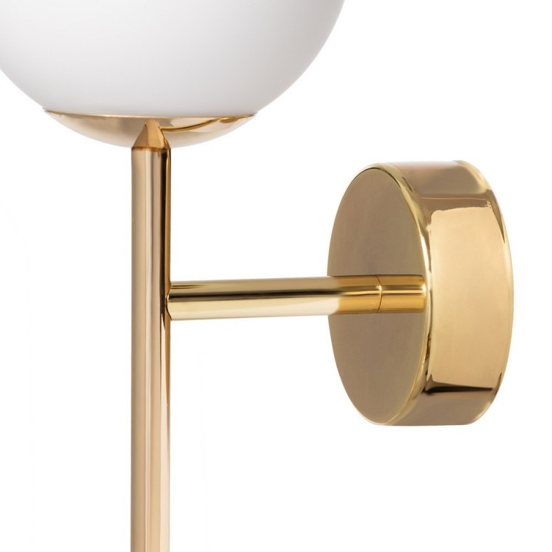 Wall lamp, sconce ASTRA DECO KINKIET white sphere lampshade details gold KASPA