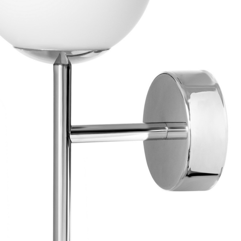 Wall lamp, sconce MIJA DECO KINKIET white sphere lampshade details chrome KASPA
