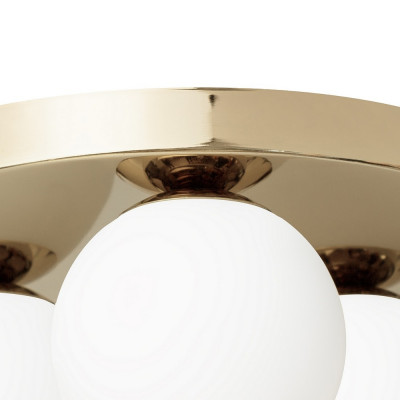 Lampa sufitowa MIJA PLAFON klosze kule białe stelaż złoty KASPA