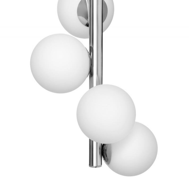 Silver pendant lamp CUMULUS VERTICAL 1 silver chandelier - seven white glass balls KASPA