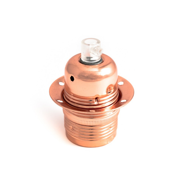 Metal lamp holder E27 in copper color with a ring