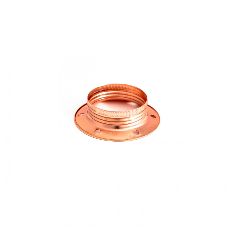 Metal lamp holder E27 in copper color with a ring