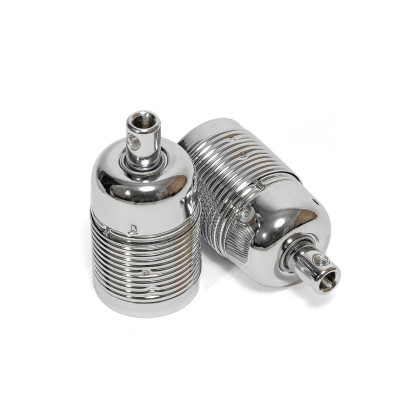 A metal chrome-plated E27 bulb holder with a long thread and a chrome cable lock Kolorowe Kable