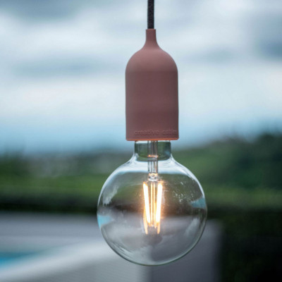 EIVA PASTEL różowa silikonowa zewnętrzna oprawka E27 IP65 z możliwością samodzielnego montażu do klosza Creative-Cables
