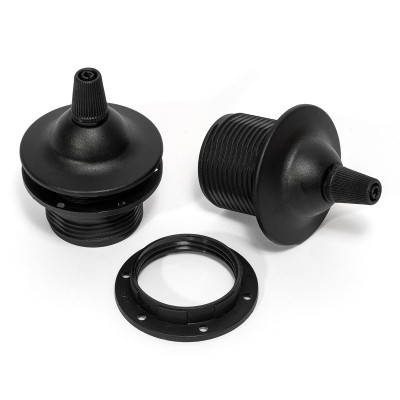 White plastic bulb holder with two rings for mounting a lampshade or lampshade - E27 lampholder Kolorowe Kable