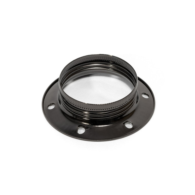 Czarny metalowy pierścień do oprawki E27 umożliwiający montaż klosza lub abażuru Kolorowe Kable