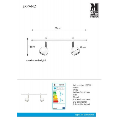 Lampa EXPAND Spot 2x12W 50cm GU10 Okrągły Biały 107517 Markslojd
