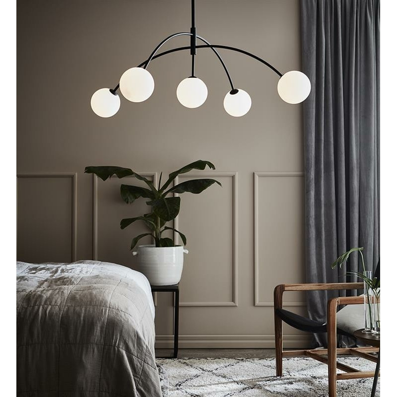 Hanging lamp HEAVEN 5x28W black / White 107560 MARKSLOJD