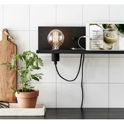 Kinkiet/Półka MULTI USB 60W czarny 106482 MARKSLOJD