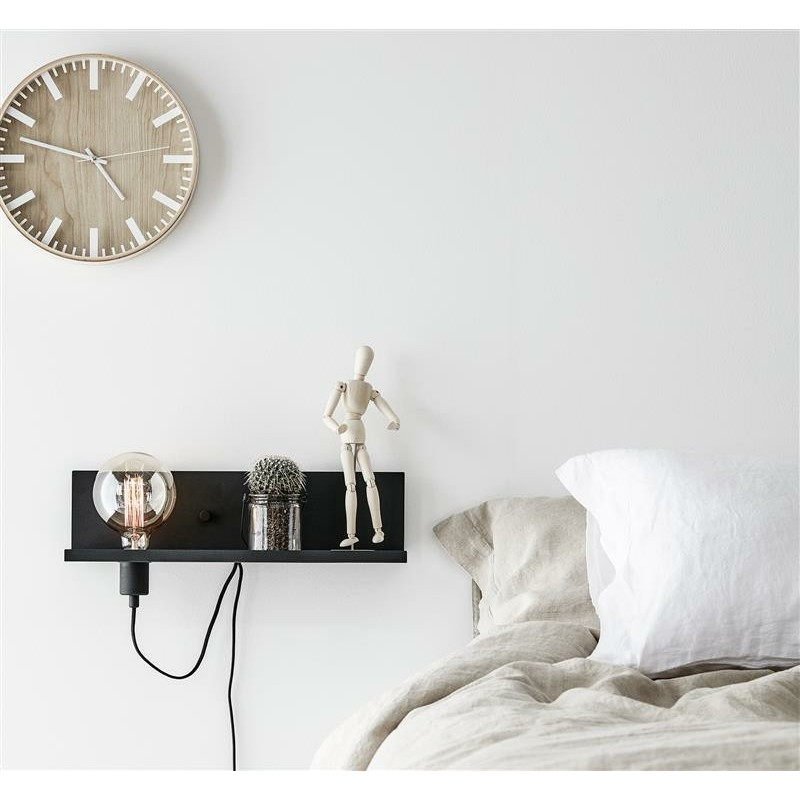 Wall lamp / shelf MULTI USB 60W black 106482 MARKSLOJD