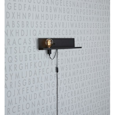 Wall lamp / shelf MULTI USB 60W black 106482 MARKSLOJD