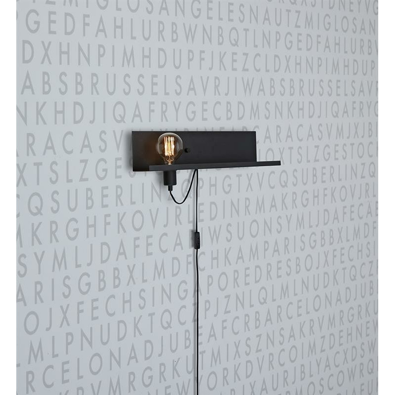 Wall lamp / shelf MULTI USB 60W black 106482 MARKSLOJD