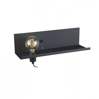 Wall lamp / shelf MULTI USB 60W black 106482 MARKSLOJD