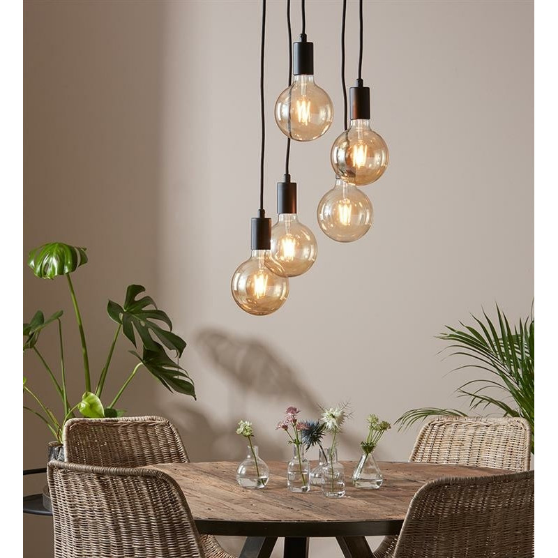 Hanging lamp SKY 5x60W E27, Round, black 107467 MARKSLOJD