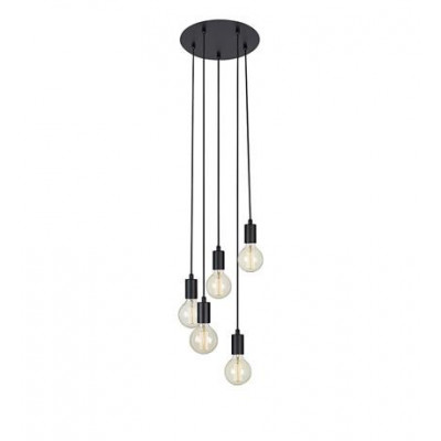 Hanging lamp SKY 5x60W E27, Round, black 107467 MARKSLOJD