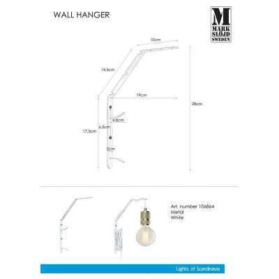 Metal bracket WALL white 106864 Markslojd