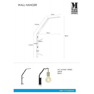 Wspornik metalowy WALL czarny 106865 Markslojd