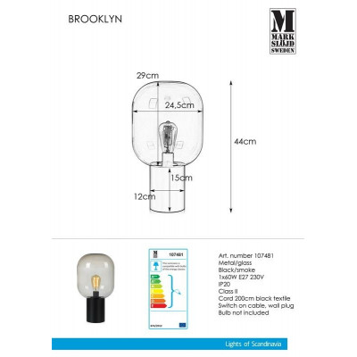 Lampa Stołowa BROOKLYN 60W 44cm Czarna 107481 Markslojd