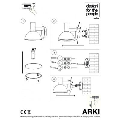 Lampa ścienna / Kinkiet ARKI OUTDOOR E27 20W czarna 75181003 Nordlux