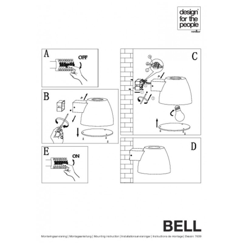 Wall lamp BELL 15W E27 black 76391003 Nordlux